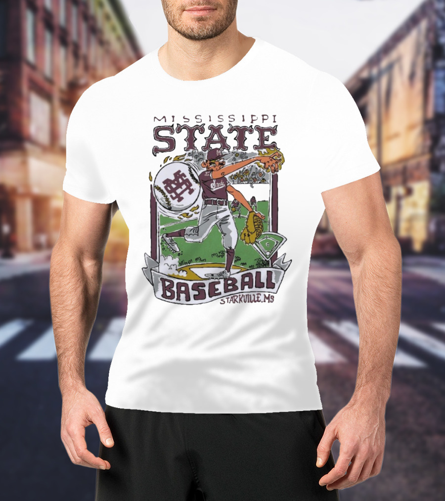 Mississippi State Baseball Starkville MS Wonky Cards T-Shirt