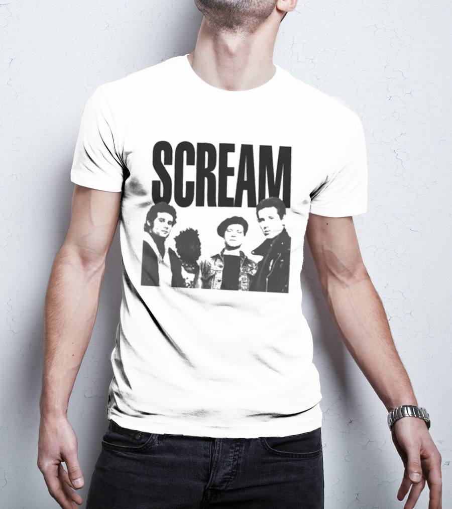 SCREAM Logo With Cartoon Band Graphic T-Shirt