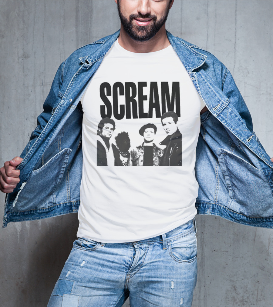 SCREAM Logo With Cartoon Band Graphic T-Shirt