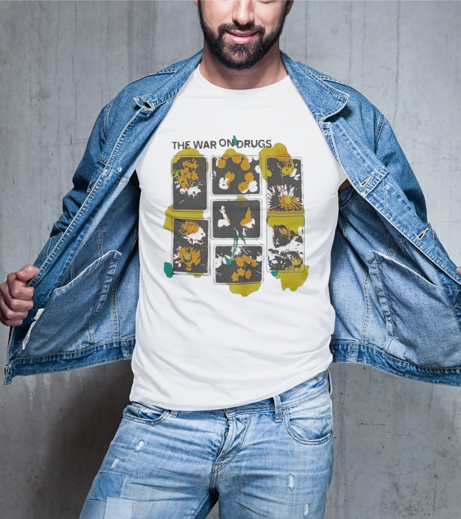 The War On Drugs Floral Squares Butterflies And Flowers T-Shirt