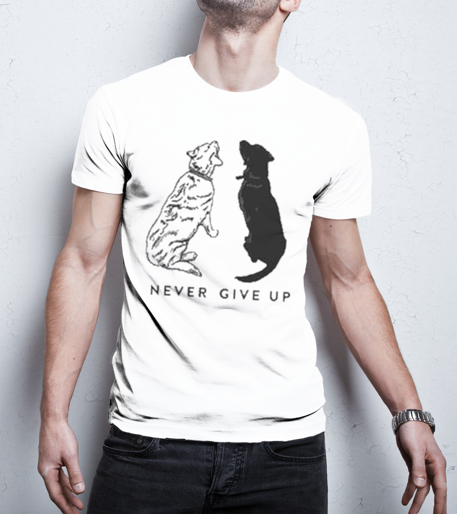 Never Give Up Dog Silhouettes Tors T-Shirt