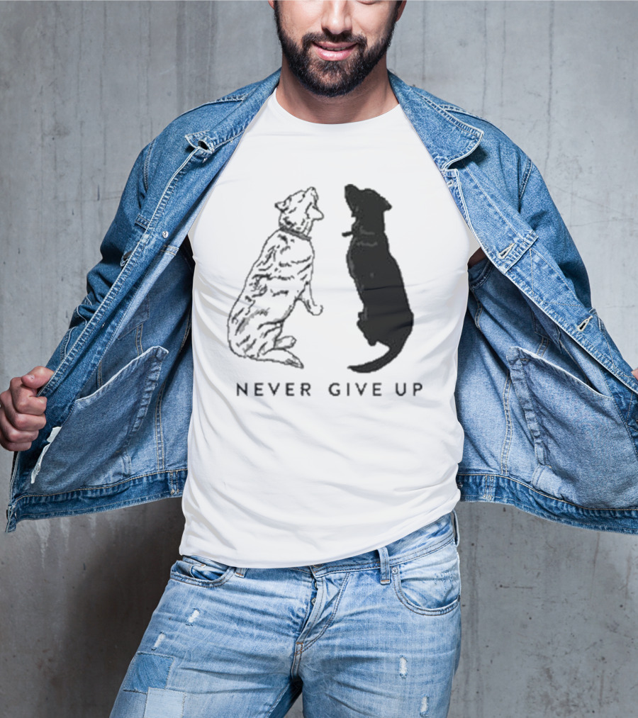 Never Give Up Dog Silhouettes Tors T-Shirt