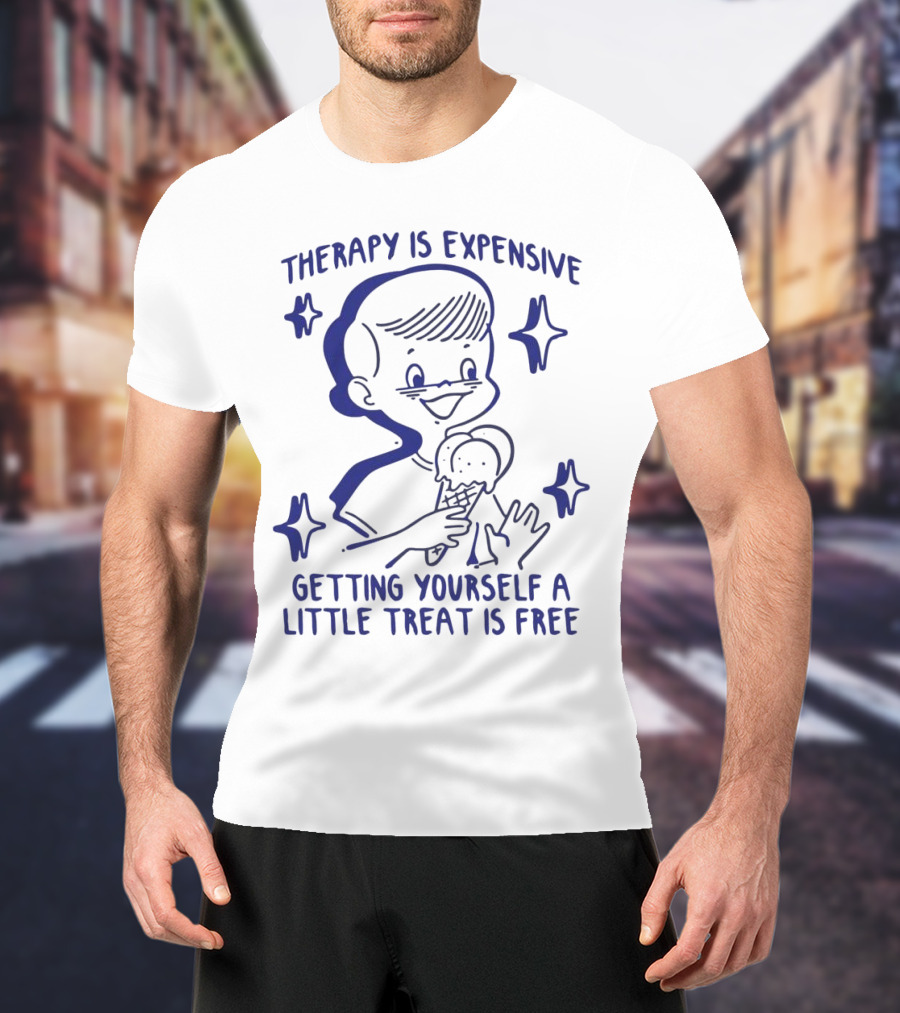 Therapy Is Expensive Getting Yourself A Little Treat Is Free Nostalgic Ice Cream Boy T-Shirt