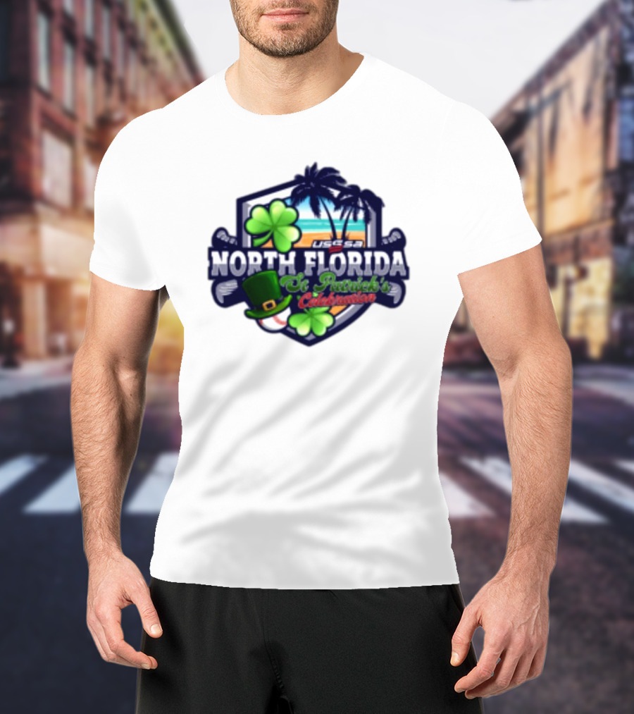 USSSA North Florida St Patrick’s Celebration March 15-16 2025 Shamrock Hat Palm Trees Baseball T-Shirt