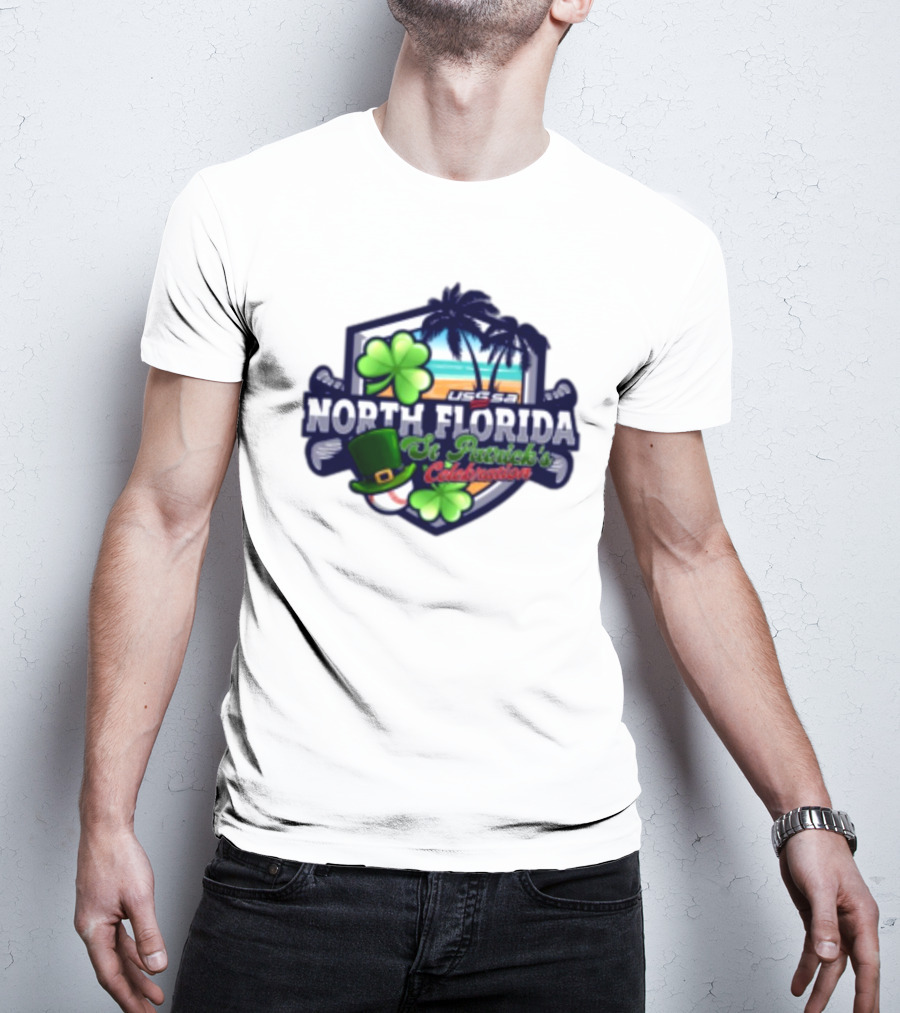 USSSA North Florida St Patrick’s Celebration March 15-16 2025 Shamrock Hat Palm Trees Baseball T-Shirt