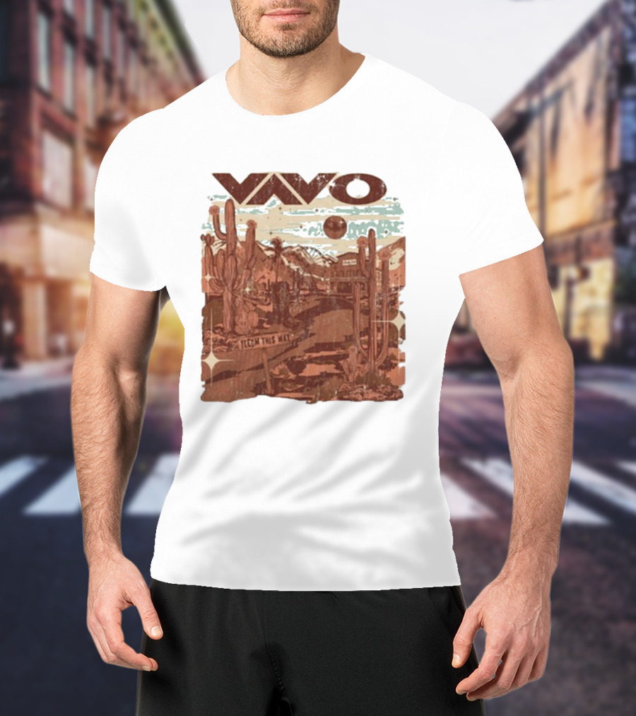 Vavo Cactus Desert Scene Neon Honky Tonk Midweight T-Shirt