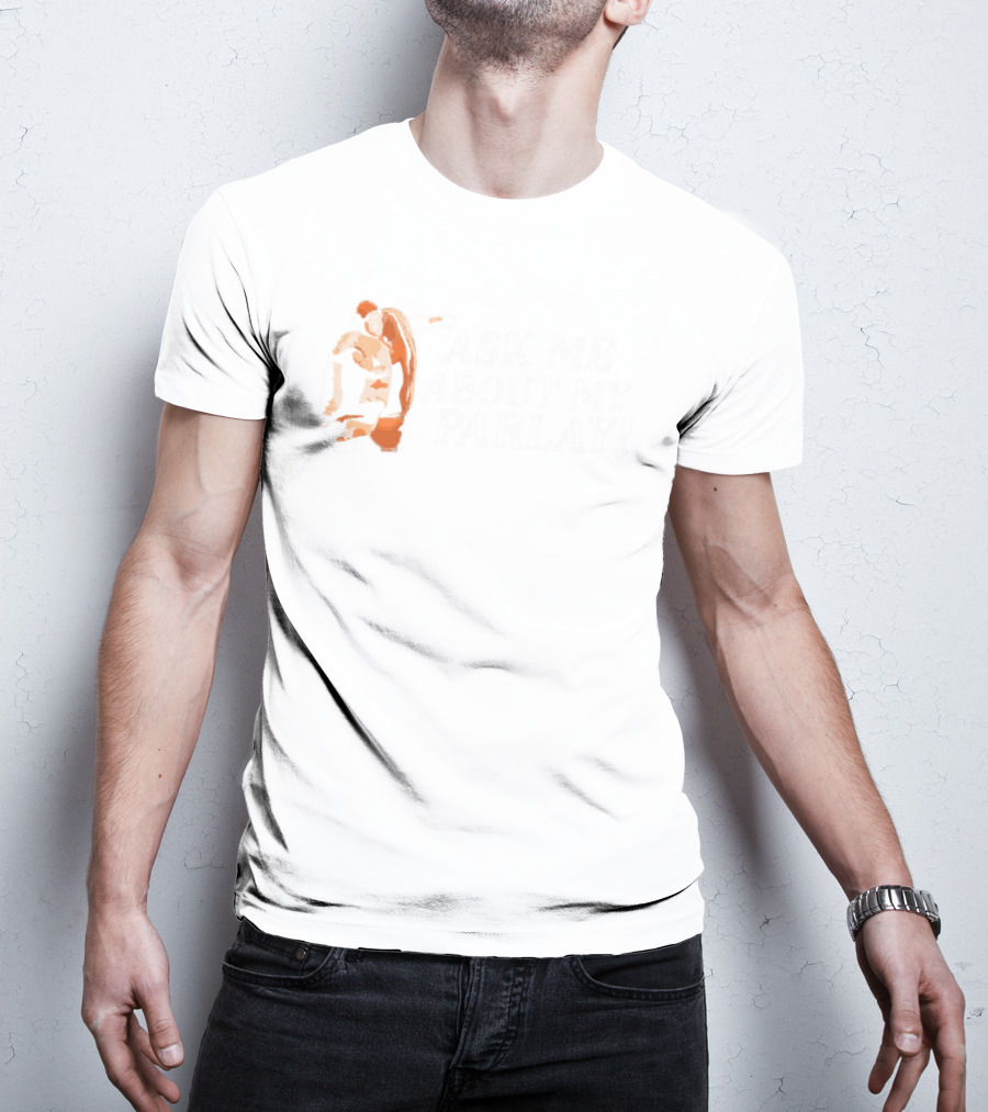 Ask Me About My Parlay Wrestling Pose Graphic Beige And Brown T-Shirt