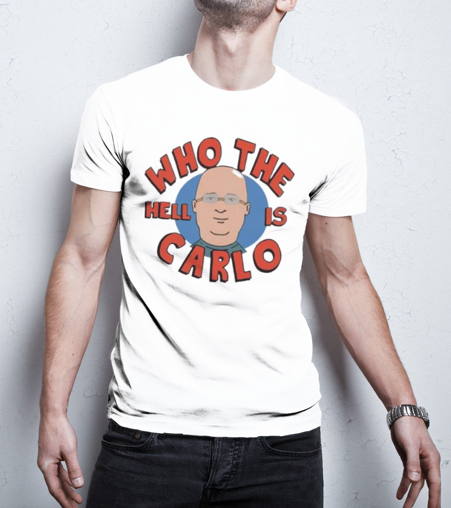 Who The Hell Is Carlo Bald Cartoon Drawing T-Shirt
