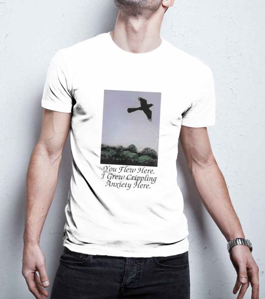 You Flew Here I Grew Crippling Anxiety Here Plane And Nature Scene T-Shirt