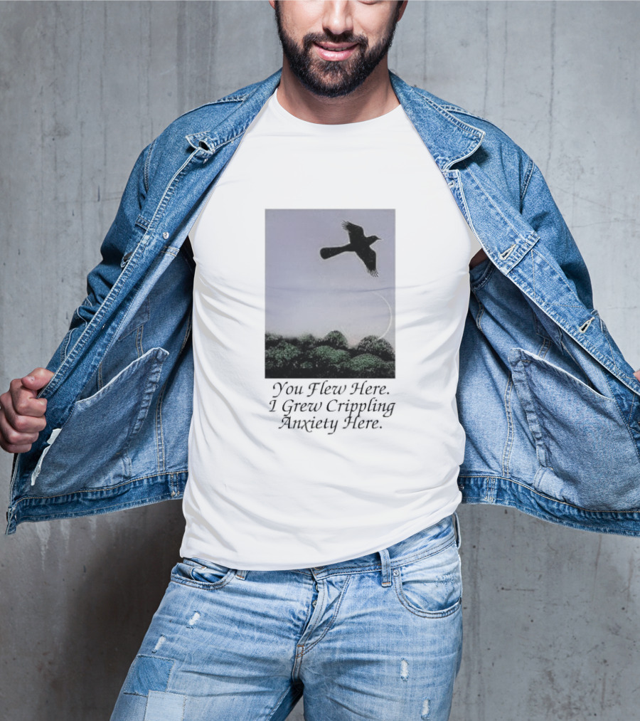 You Flew Here I Grew Crippling Anxiety Here Plane And Nature Scene T-Shirt