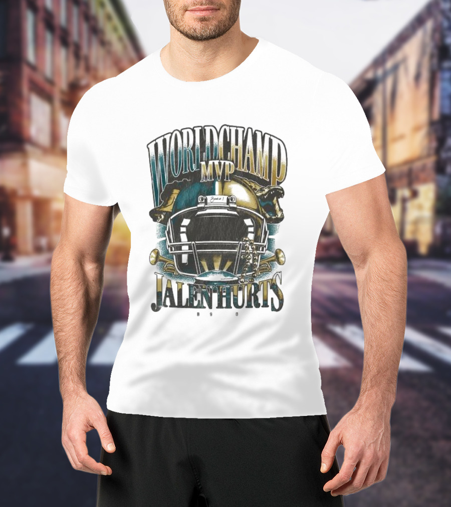 World Champ MVP Jalen Hurts Helmet Design T-Shirt