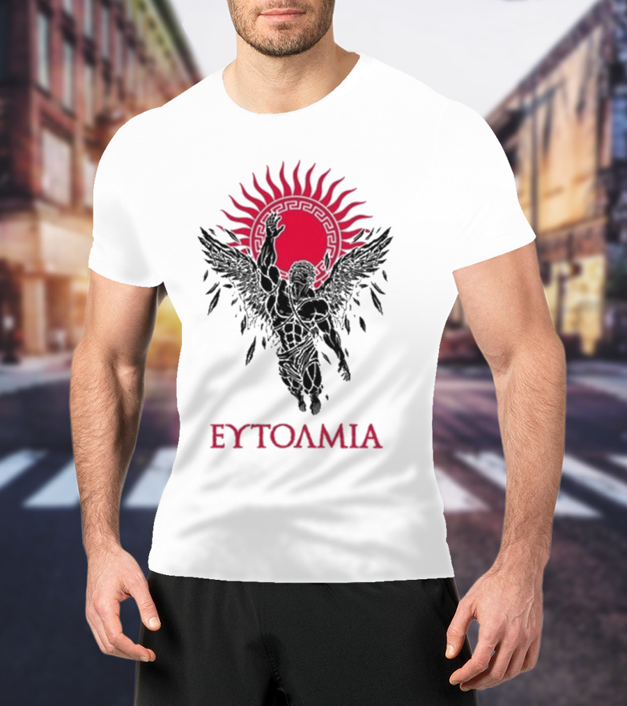Ευτολμια Fearless Winged Figure With Radiant Sun Symbol T-Shirt