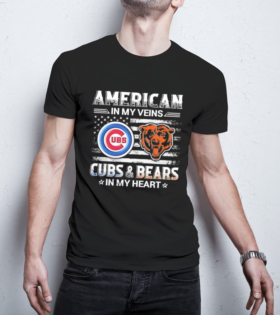 American In My Veins Cubs Bears In My Heart T-Shirt