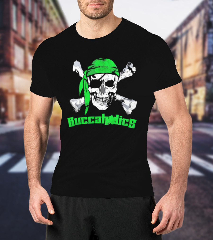 Buccaholics Green Pirate Skull Crossbones Bandana T-Shirt