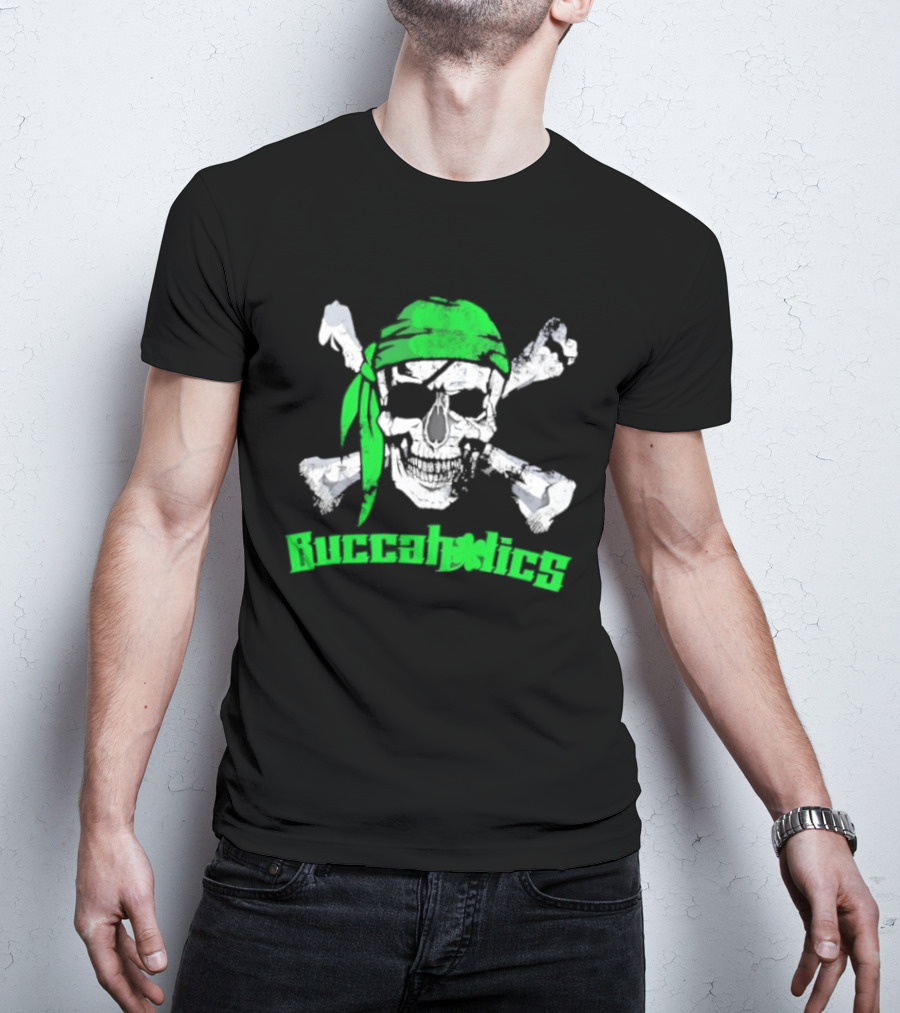 Buccaholics Green Pirate Skull Crossbones Bandana T-Shirt