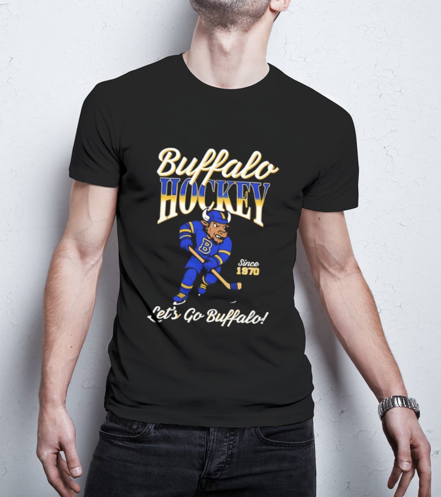 Buffalo Hockey Let's Go Buffalo Since 1970 Blue Bull T-Shirt