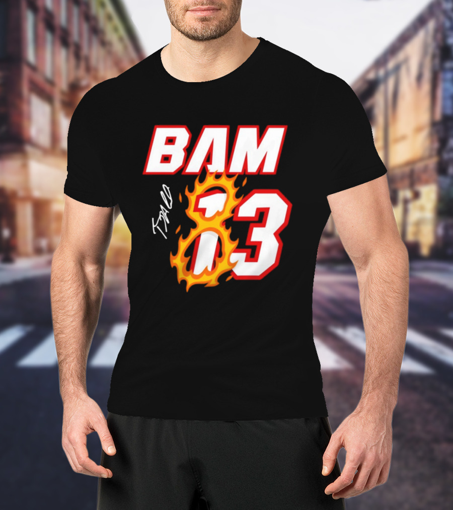 Bam Adebayo Miami Heat BAM 13 Flaming Signature T-Shirt