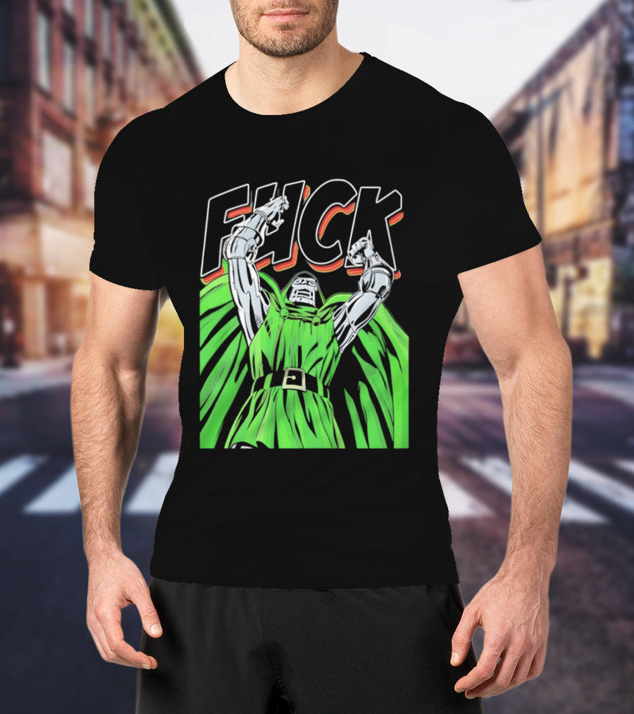 Dr Doom Green Cape Comic Style F**K T-Shirt