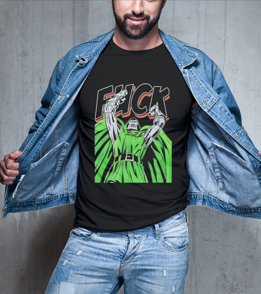 Dr Doom Green Cape Comic Style F**K T-Shirt