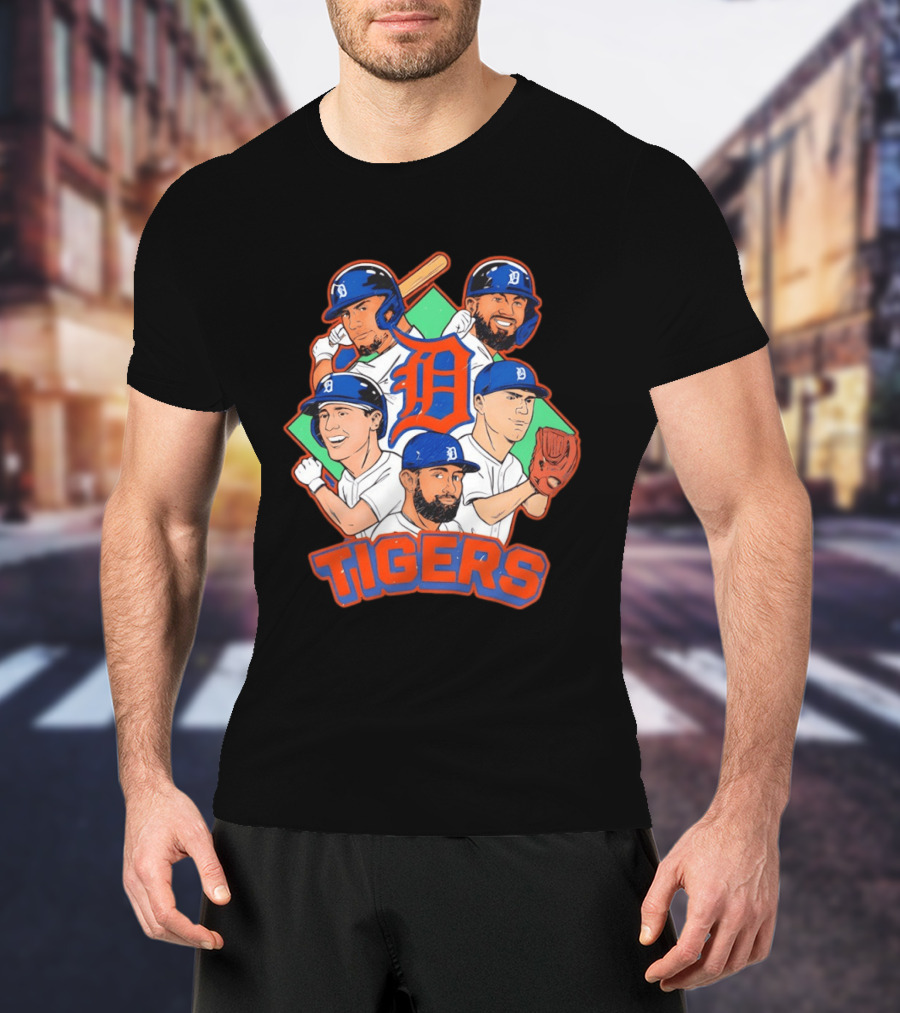 Caricature Tiger Players 2026 Detroit Baseball Big 5 T-Shirt