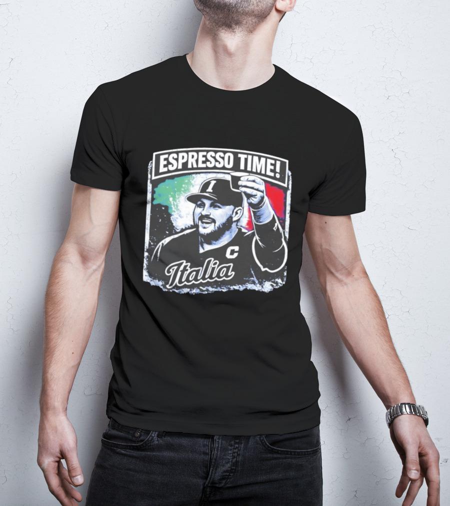 Espresso Time Italia Celebration With Baseball Player And Italian Flag T-Shirt