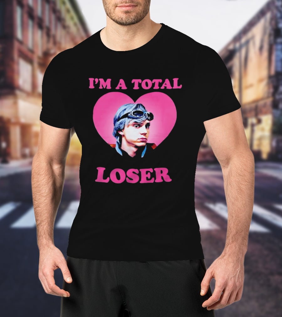 Evan Peters I'm A Total Loser Pink Heart Goggles T-Shirt