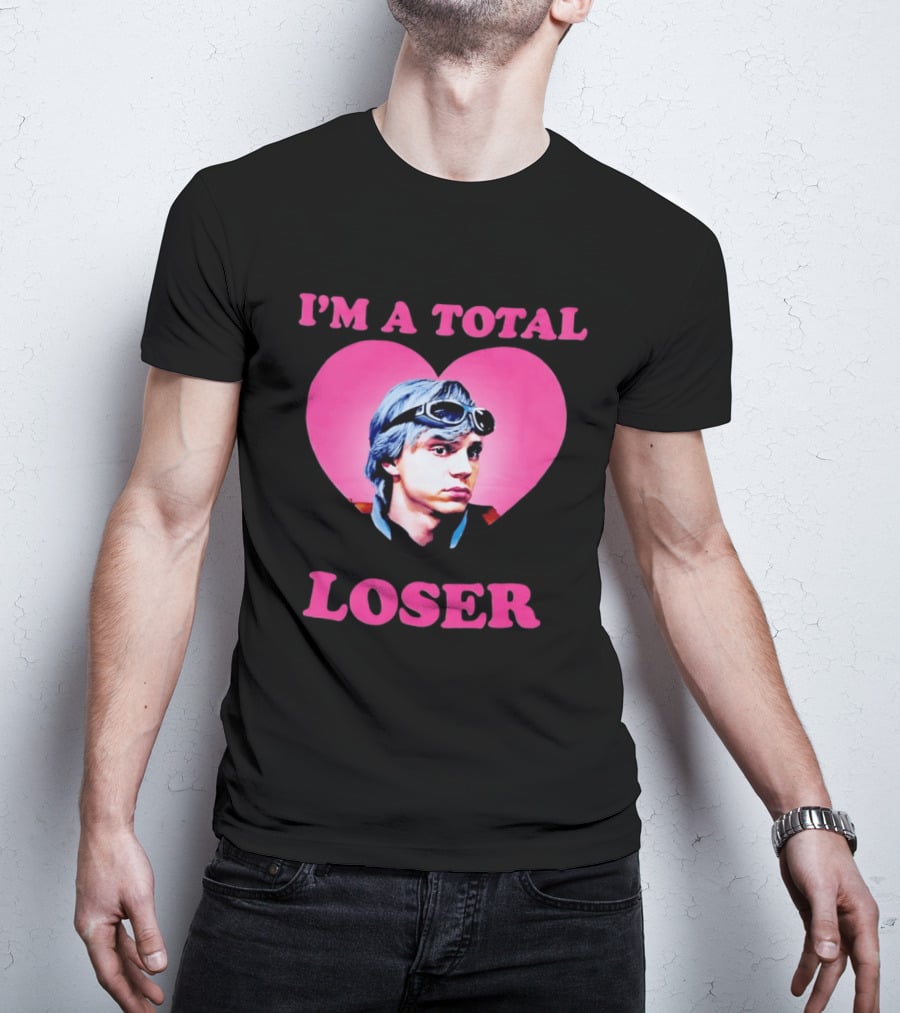 Evan Peters I'm A Total Loser Pink Heart Goggles T-Shirt