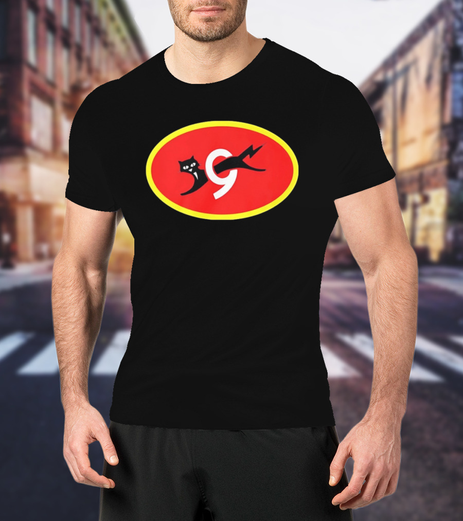 Eveready Black Cat 9 Lightning Bolt Red Oval T-Shirt
