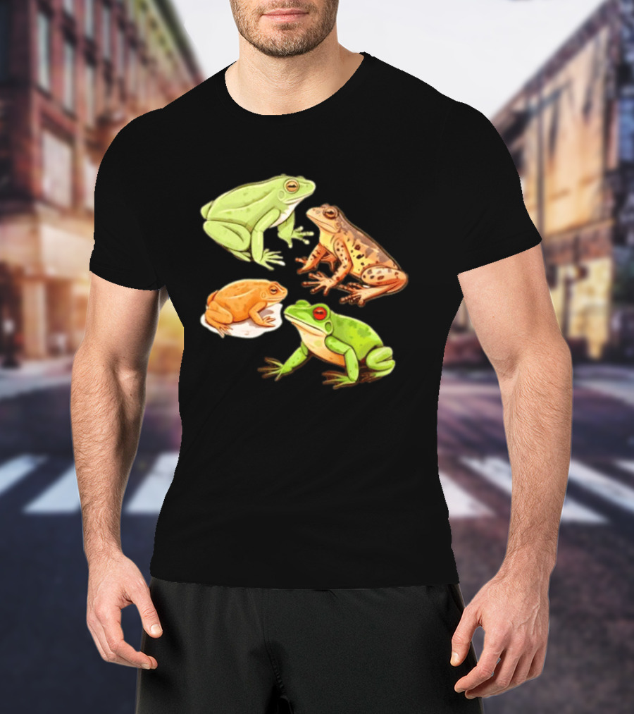 Four Spotted Frogs Vibrant Colors Variety T-Shirt
