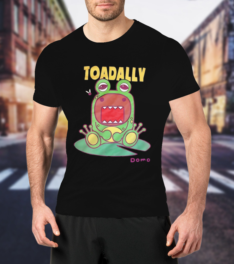 Toadally Domo Cartoon Frog With Red Mouth And Butterfly T-Shirt