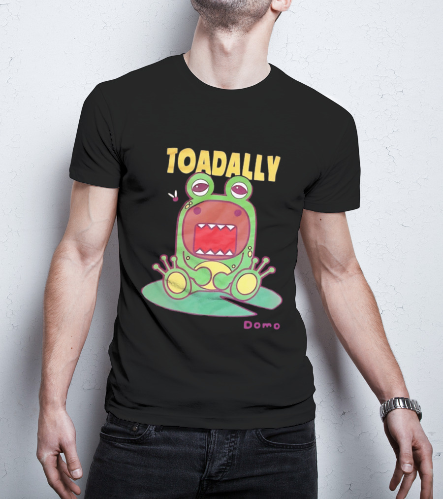 Toadally Domo Cartoon Frog With Red Mouth And Butterfly T-Shirt