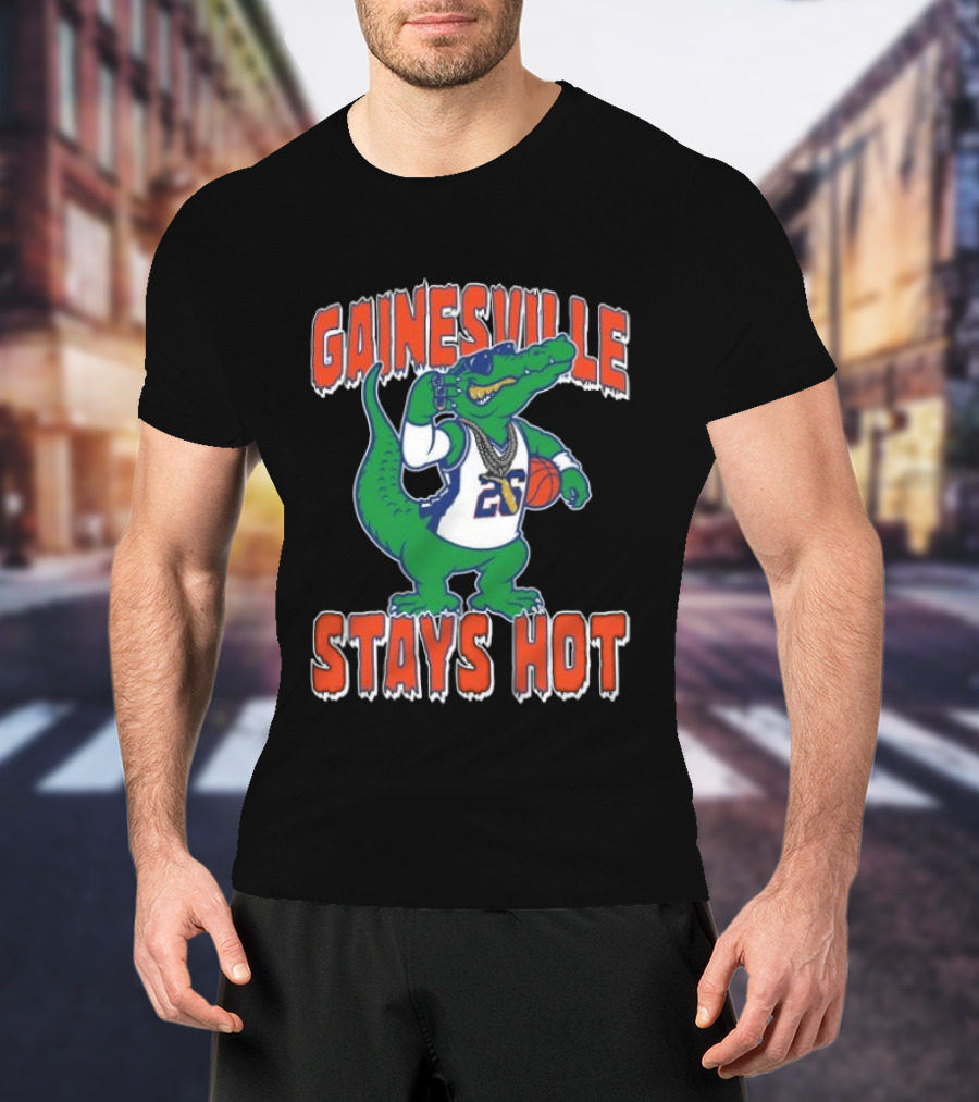 Gainesville Stays Hot Alligator Basketball Player With Sunglasses And Jersey T-Shirt