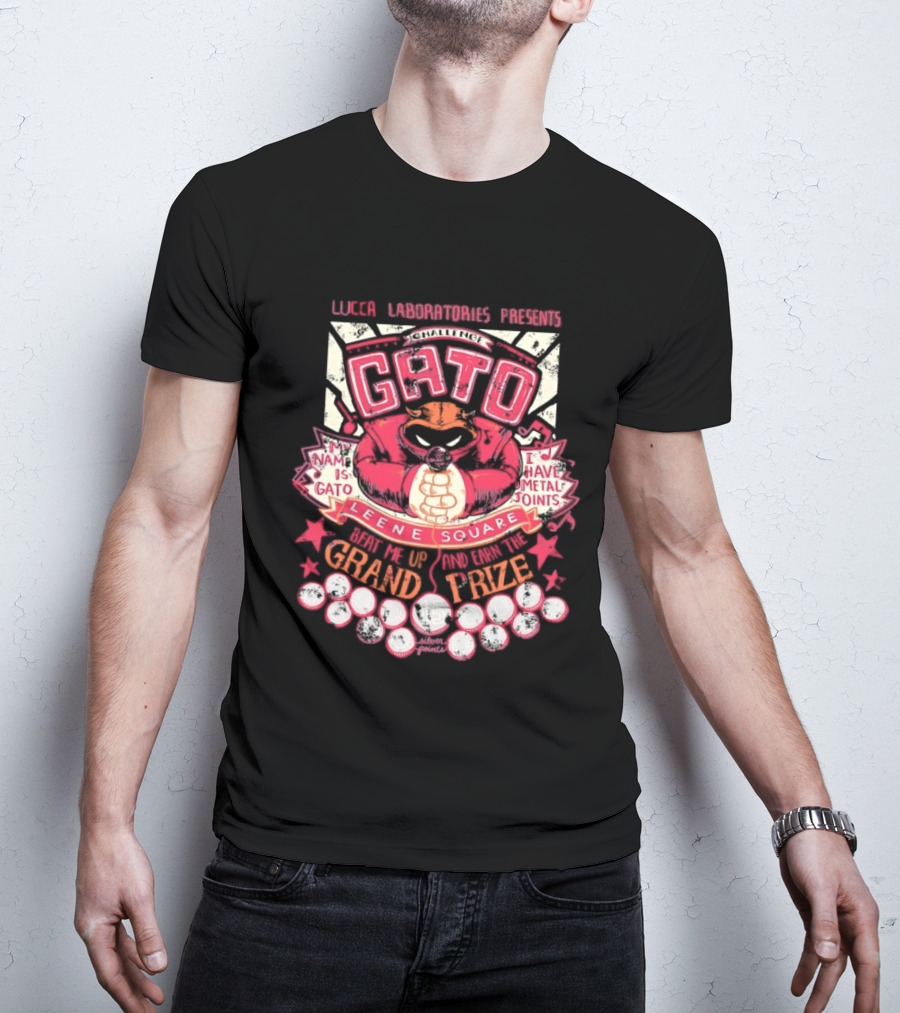 Lucca Laboratories Presents Gato Leene Square My Name Is Gato I Have Metal Joints Grand Prize T-Shirt