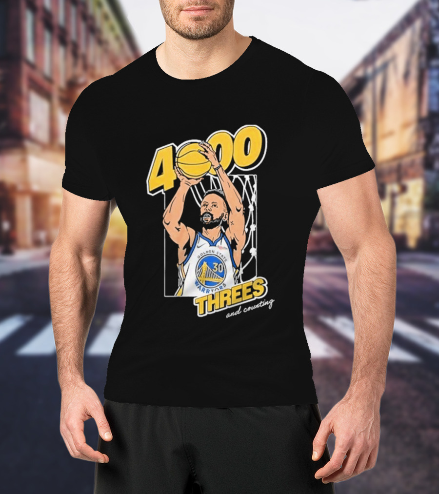 Golden State Warriors Steph Curry 4000 Threes And Counting T-Shirt