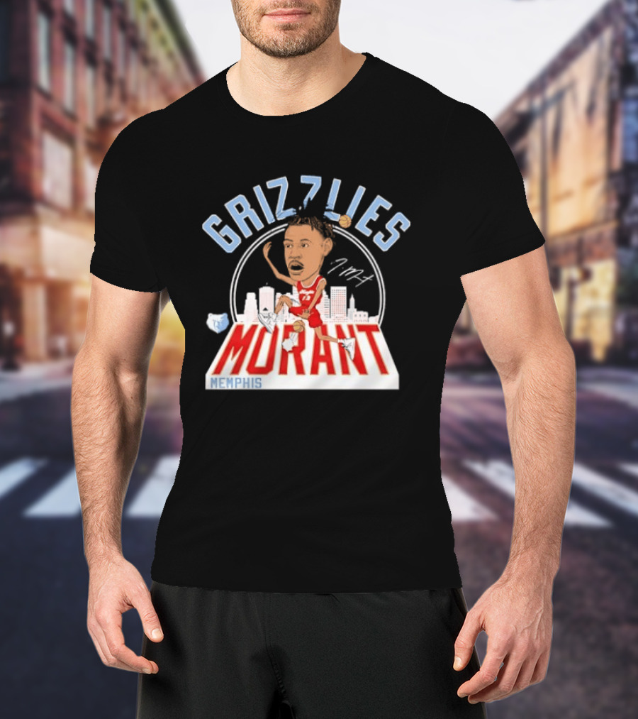 Grizzlies Morant Memphis Skyline Basketball Player T-Shirt