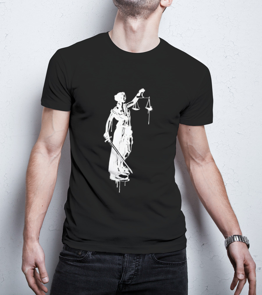 Blindfolded Justice Holding Scales And Sword T-Shirt