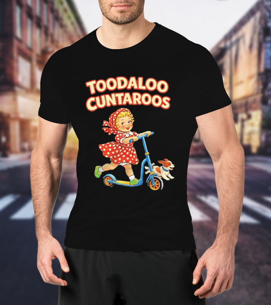 Toodaloo Cuntaroos Little Girl On Scooter With Dog T-Shirt