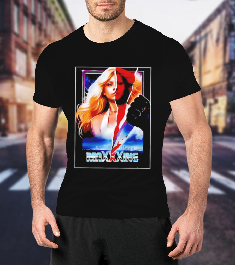 MaXXXine Mia Goth Horror Movie Knife Urban Skyline T-Shirt