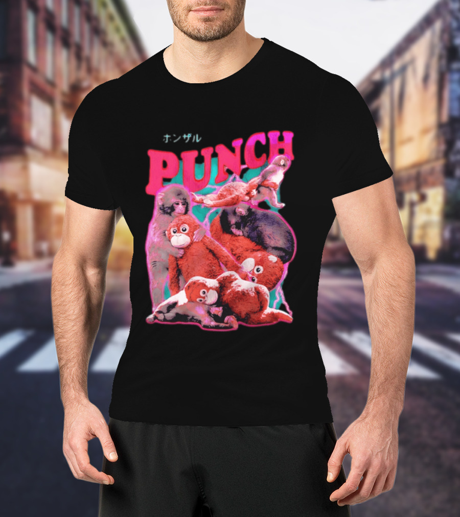 PUNCH Macaque Monkey Plush Collage T-Shirt
