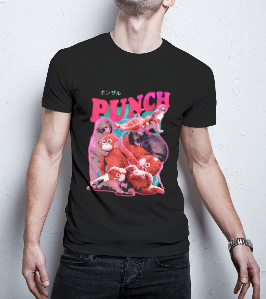 PUNCH Macaque Monkey Plush Collage T-Shirt