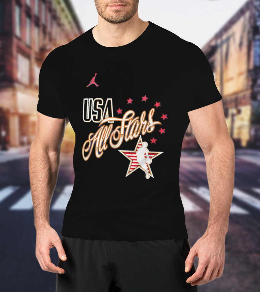 USA All Stars Basketball Red Stars Patriotic T-Shirt