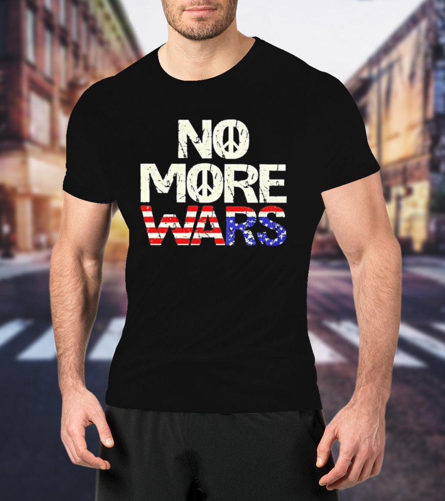 No More Wars American Flag Peace T-Shirt
