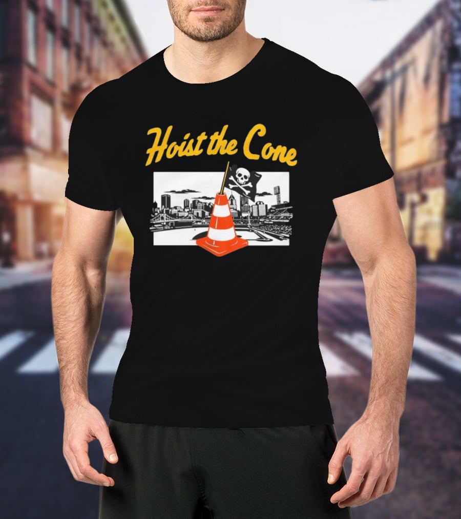 Pittsburgh Pirates Hoist The Cone Baseball Skyline Skull Flag T-Shirt