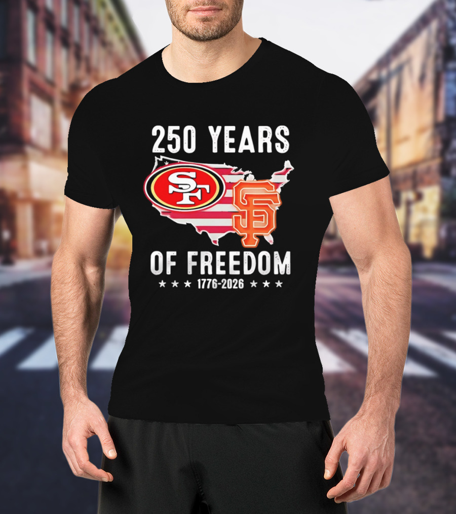 San Francisco 49ers 250 Years Of Freedom 1776 2026 USA Map T-Shirt