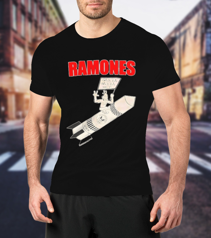 Ramones Gabba Gabba Hey USS Rocket Cartoon T-Shirt