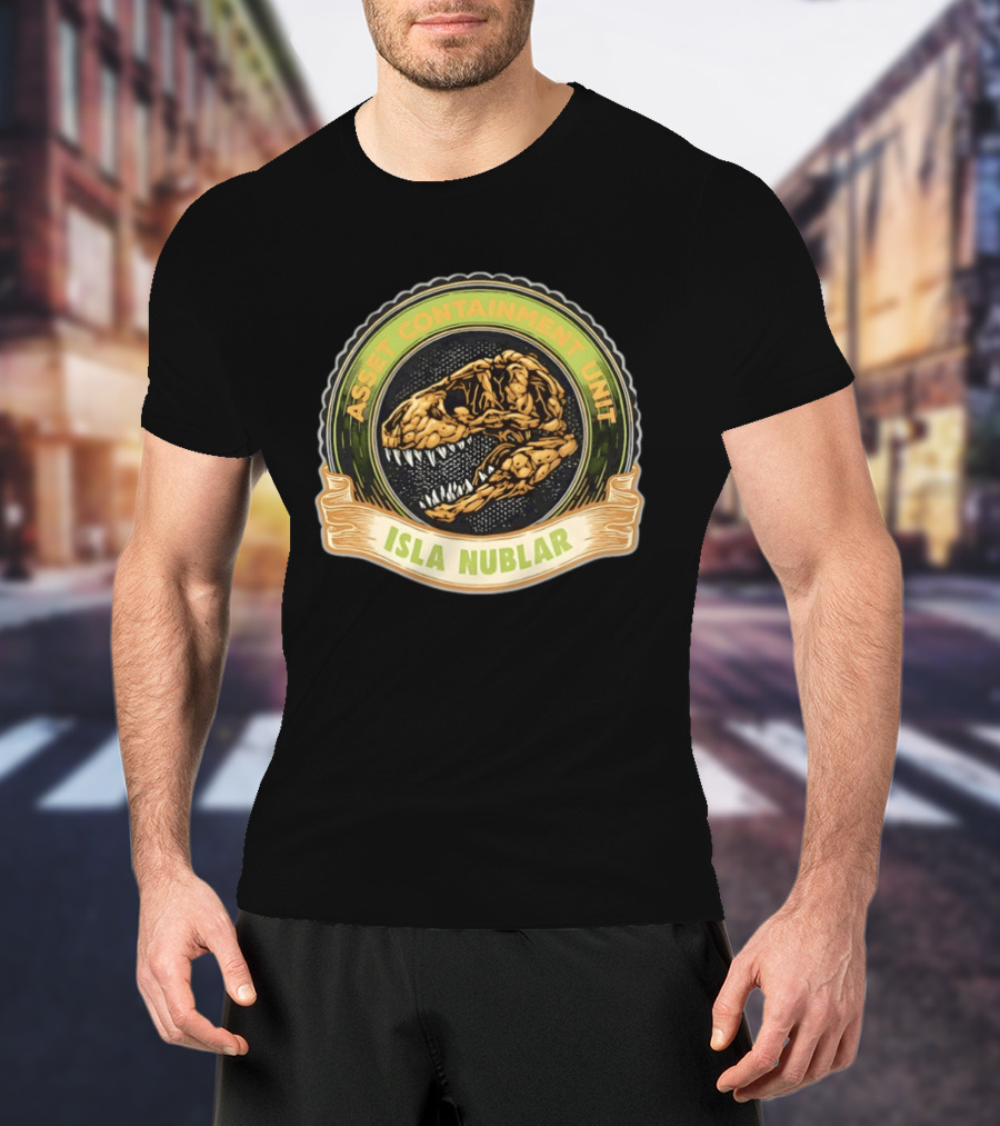 Asset Containment Unit Isla Nublar Skull Head Jura Park T-Shirt
