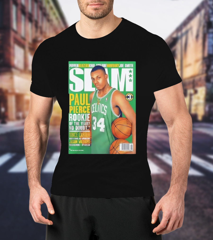 SLAM Paul Pierce Rookie Of The Year Celtics Vince Carter NBA Basketball Magazine Cover T-Shirt