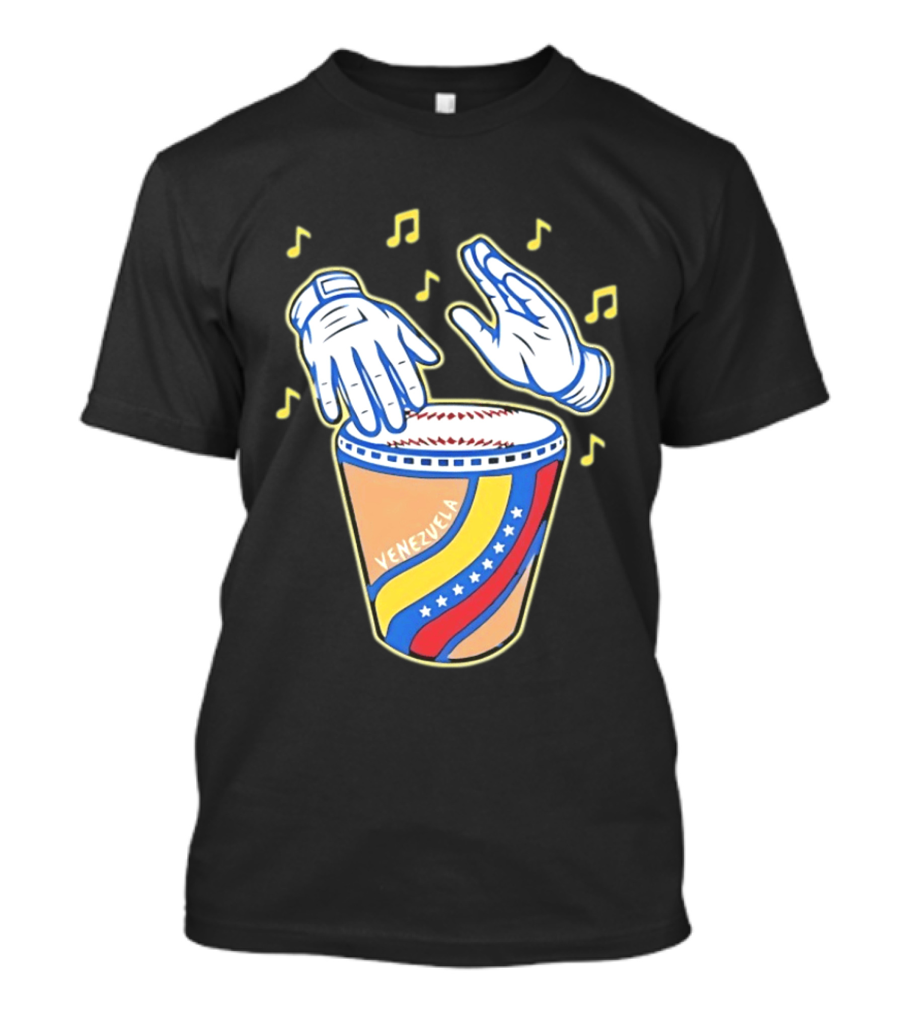 Venezuela Baseball Drum With Music Notes And Gloves T-Shirt
