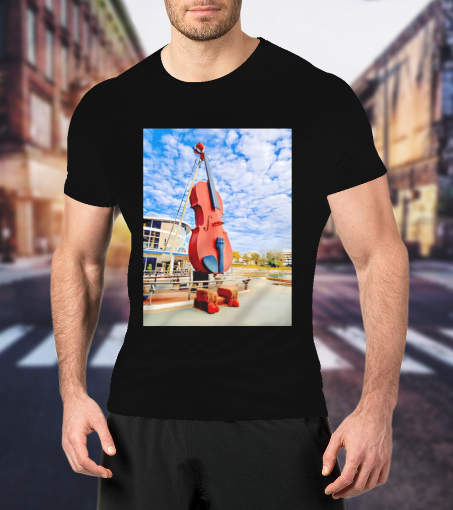 The Big Fiddle At Port Of Sydney Nova Scotia Canada Iconic Landmark T-Shirt