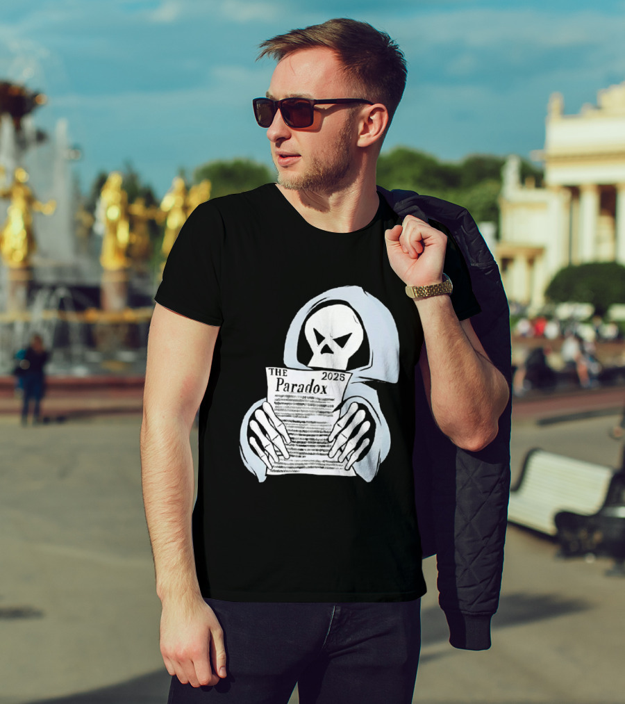 The Paradox Skull Grim Reaper Holding 2023 Newspaper T-Shirt